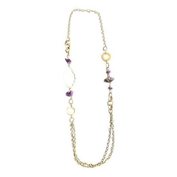 Vintage Amethyst Goldtone Long Necklace - Picture 9 of 13